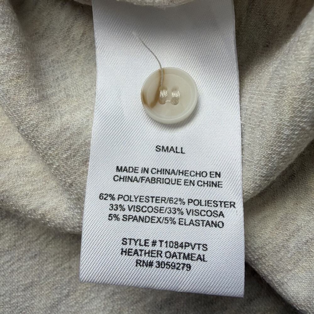NWT Thread & Supply Shirt Womens Small Heathered Oatmeal Shacket Soft Casual - Picture 4 of 8
